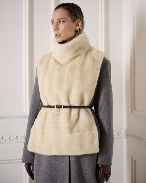 Манишка меховая кремовый