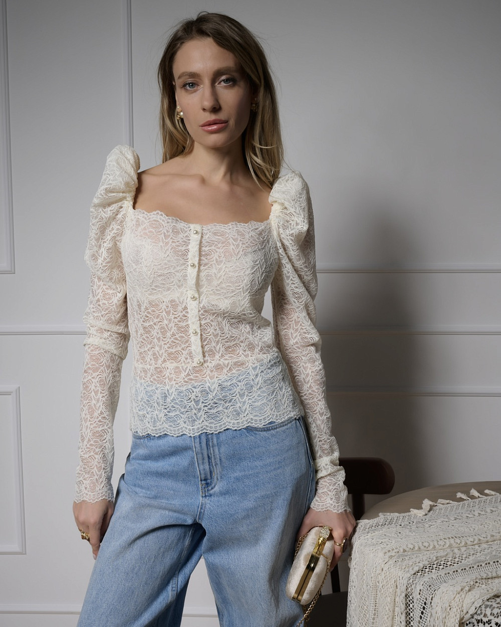 Блуза Фиерра сливочный узор