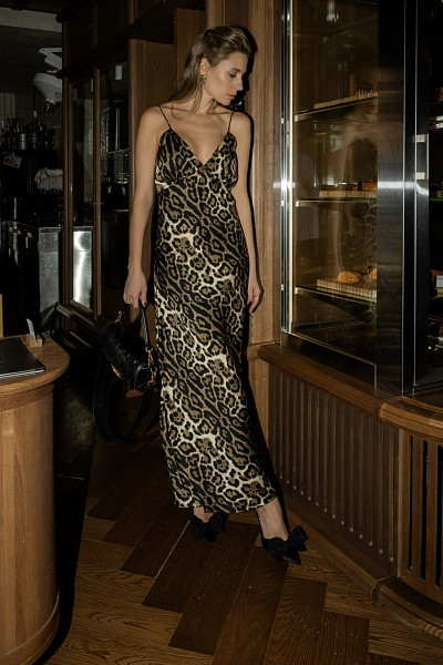 Платье-комбинация Селин леопард