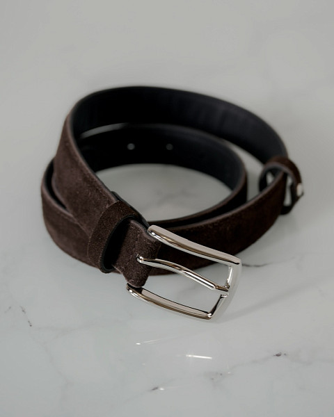 Ремень из замши шоколадный