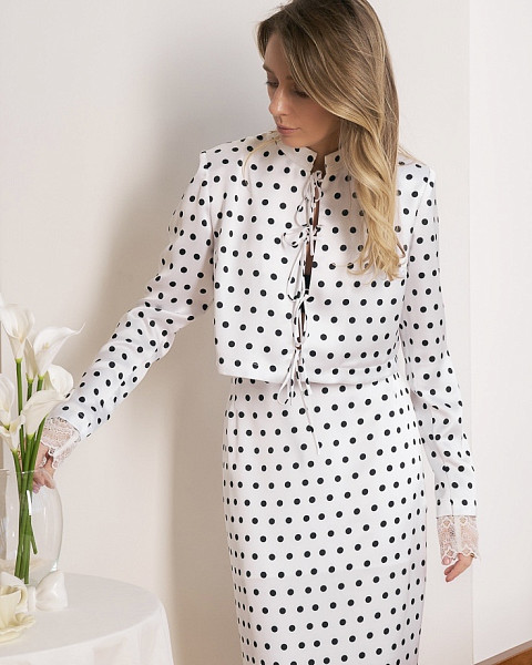 Блуза Олсен белый в черный горох