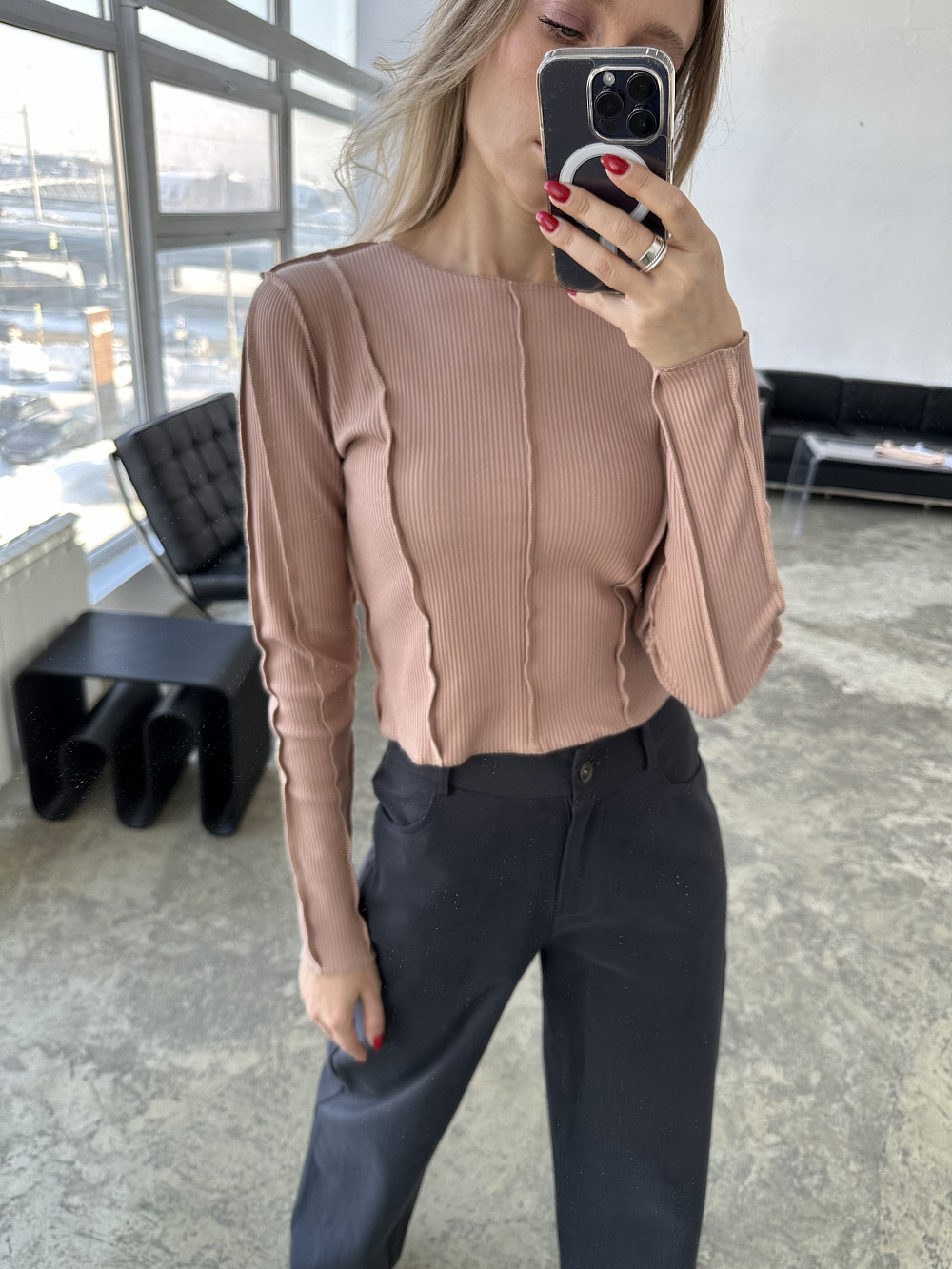 Лонгслив Пэнни бежевый