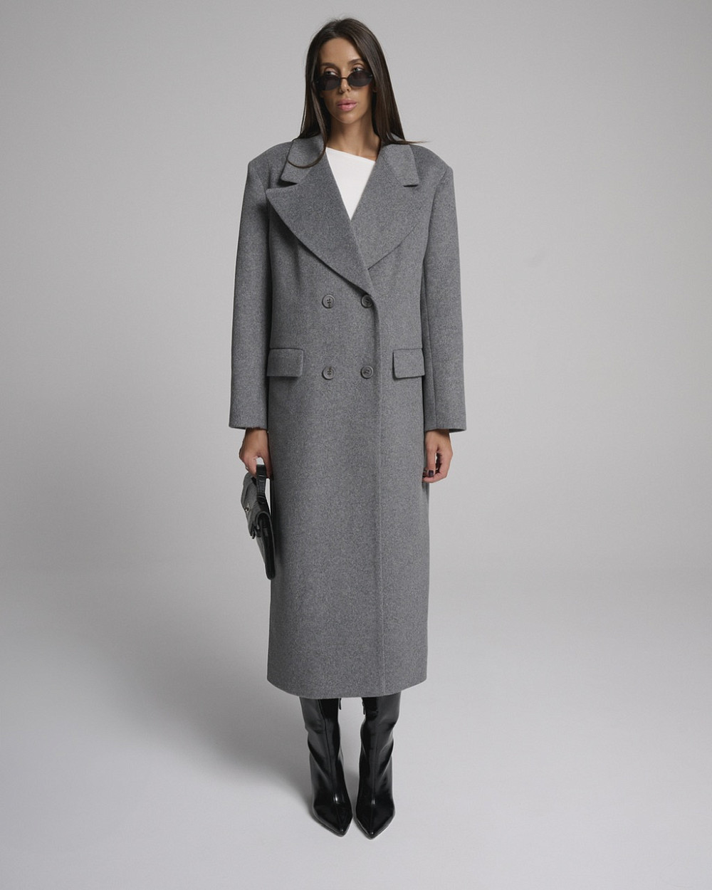 Пальто Магда серый меланж
