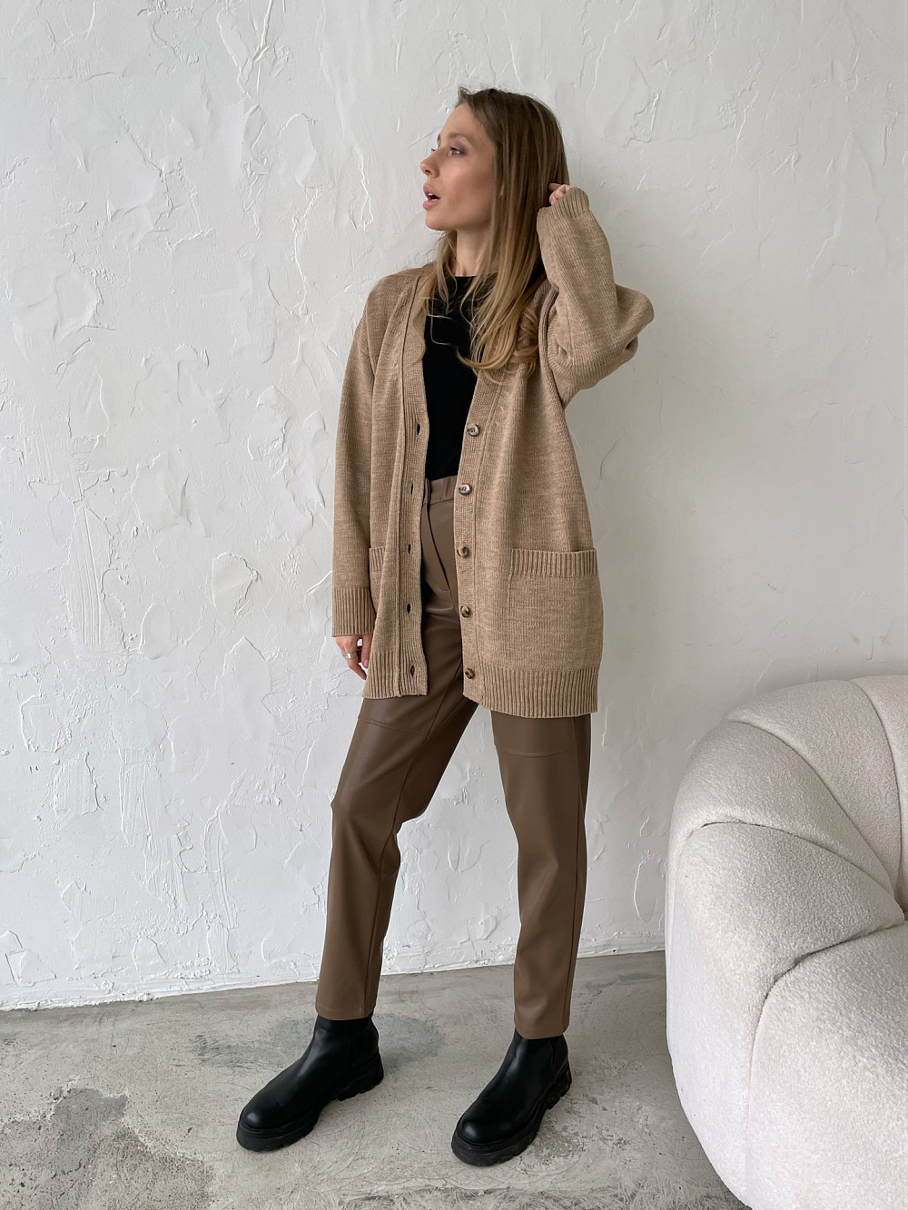 Кардиган Остин бежевый меланж