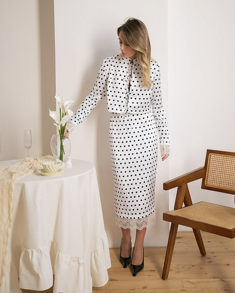 Комплект Олсен белый в черный горох