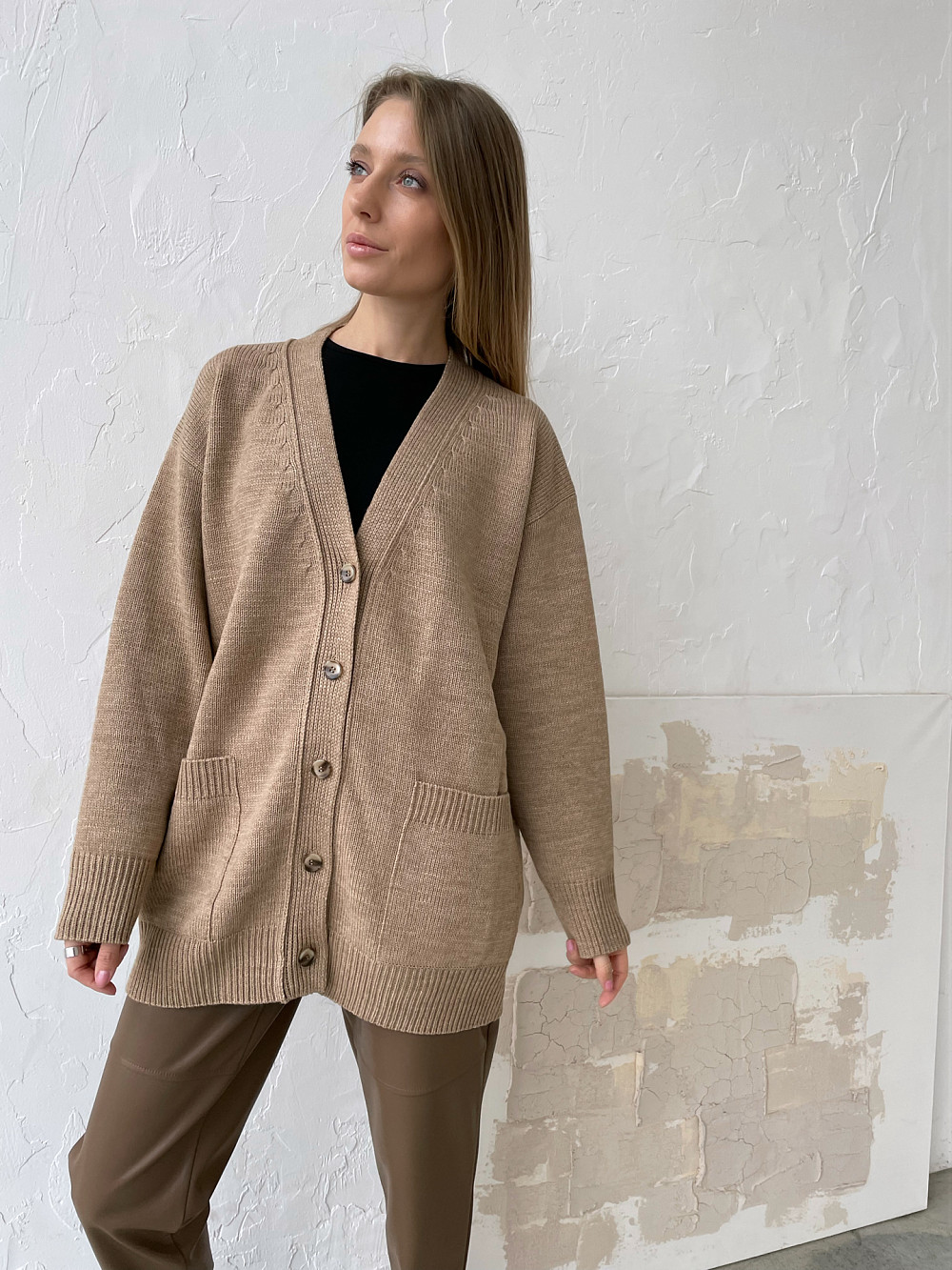 Кардиган Остин бежевый меланж