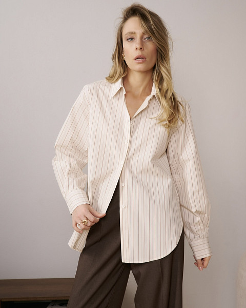 Рубашка Стрит бежевая полоска