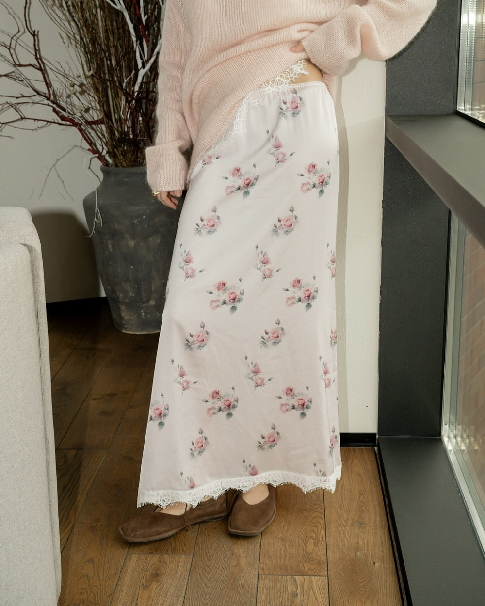 Юбка Нурия розы на пудровом