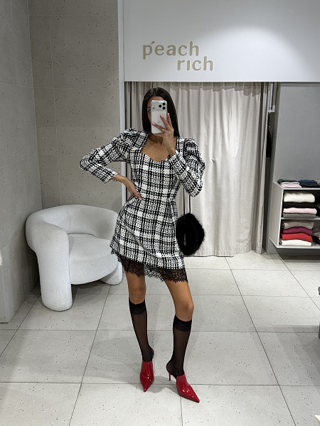 Платье Бэтти черно-белый